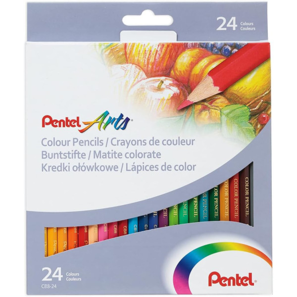 photo - 24 crayons de couleur - Coloriage - Corps en bois - Loisirs créatifs - Pentel Arts