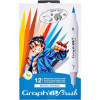 photo-Marqueurs à alcool - Double pointe brush - Dessin, illustration, manga - 12 couleurs - Graph'it
