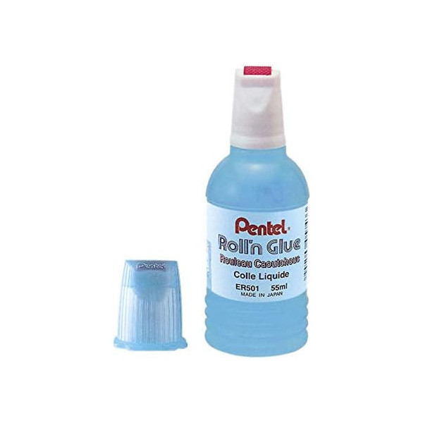 photo - Colle liquide - Incolore - Avec applicateur caoutchouc - Flacon 55ml - Pentel