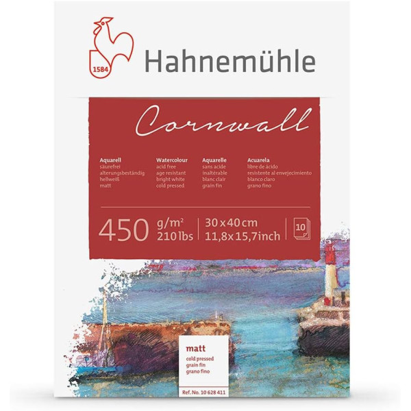 photo - Bloc - Aquarelle - 30x40cm - 450g - 10 feuilles - Grain fin - Hahnemühle - Cornwall