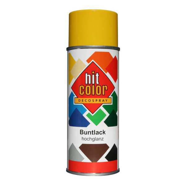 photo - Bombe de peinture - Jaune colza - RAL1021 - Brillant - Décoration - Tous supports - Hit Color - 400ml