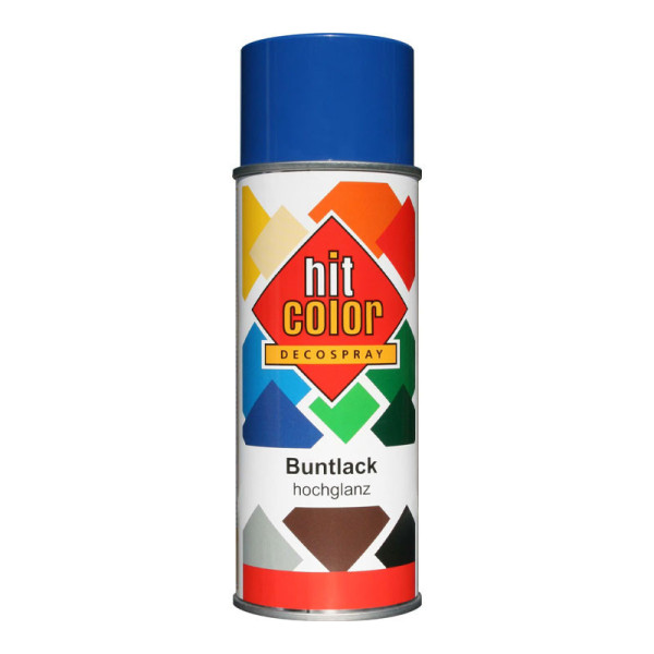 photo - Bombe de peinture - Bleu gentiane - RAL5010 - Brillant - Décoration - Tous supports - Hit Color - 400ml