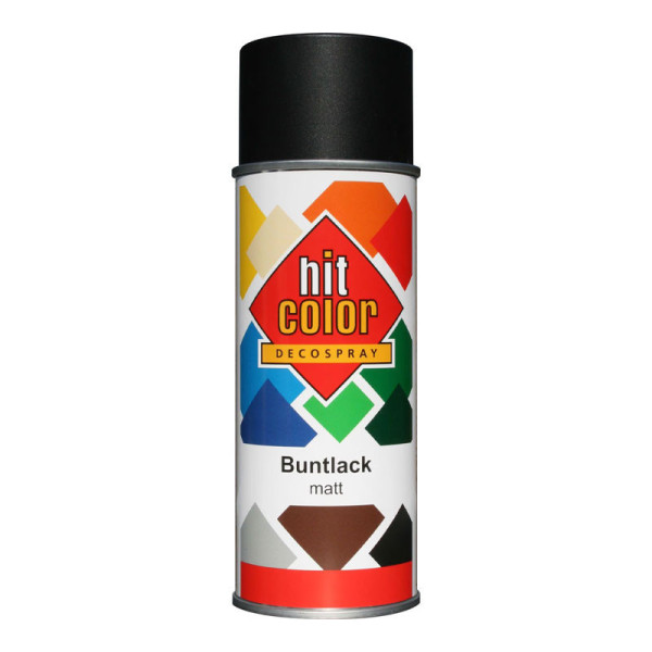 Bombe de peinture - Noir - Mat - RAL9005 - Décoration - Tous supports - Hit Color - 400ml