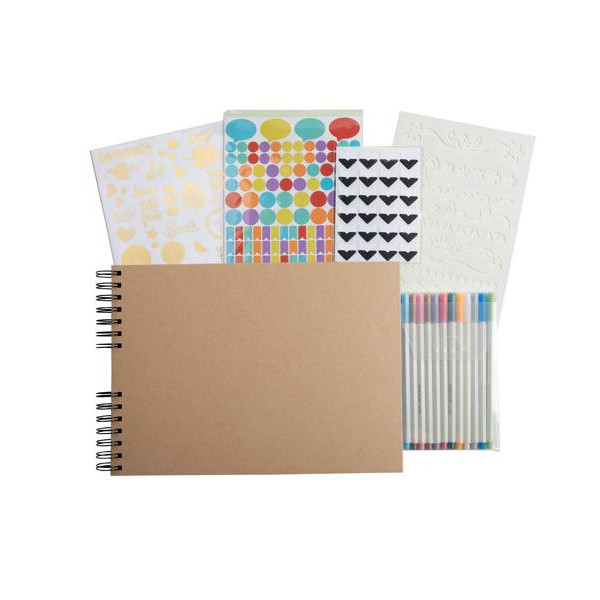 Album de scrapbooking - 32x22cm - Inclus stickers, feutres, pochoirs, coins photos - Exacompta