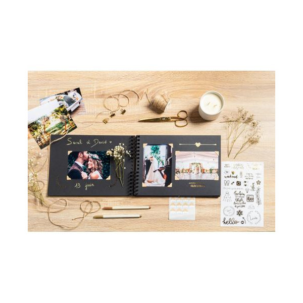 Album de scrapbooking - 32x22cm - Inclus stickers, feutres, pochoirs, coins photos - Exacompta