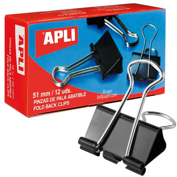 Boîte de 12 pinces à clip 51mm en métal - Apli pas cher