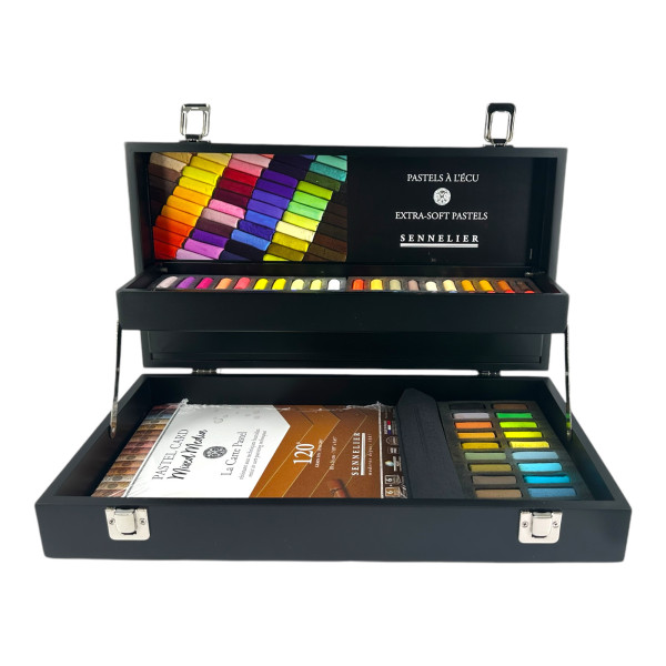 Pastels à l'écu - Extra tendres - Coffret bois - 60 teintes + 1 bloc Pastel Card - Sennelier