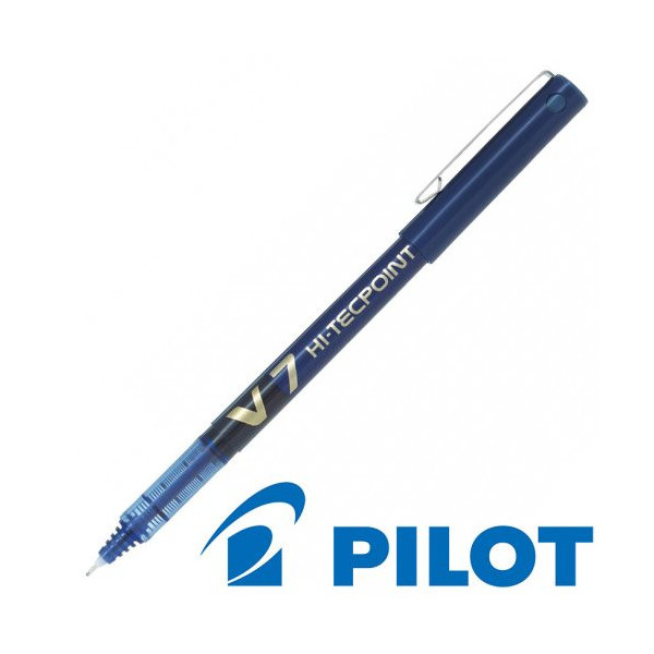 Stylo roller Hi-Tecpoint V7 pointe moyenne bleu Pilot pas cher