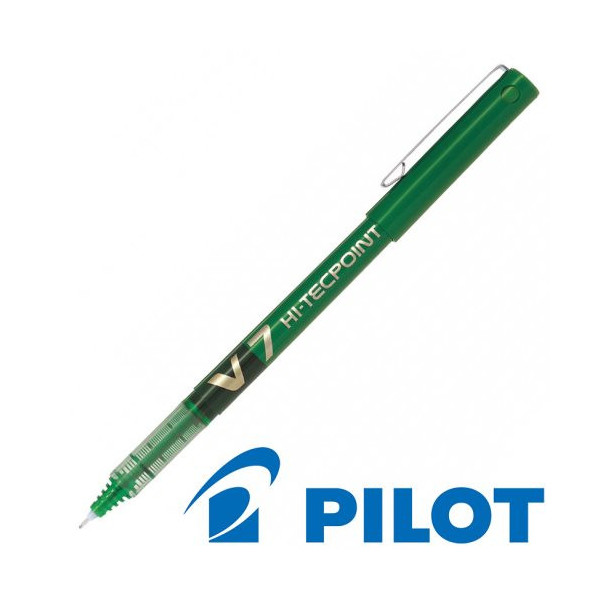 Stylo roller Hi-Tecpoint V7 pointe moyenne vert Pilot pas cher