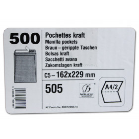 500 Enveloppes - Kraft Brun - C5 - 162X229Mm - Auto-Adhésive - Gpv 505 | Artmania