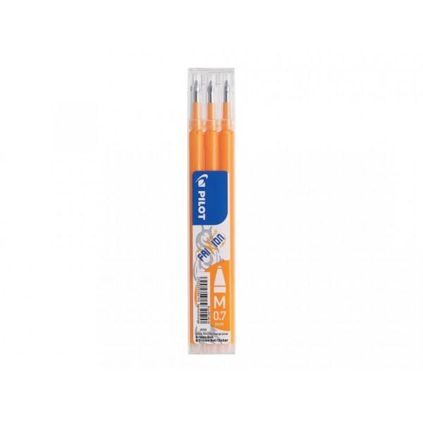Lot de 3 recharges FriXion pointe moyenne 0,7mm orange Pilot pas cher