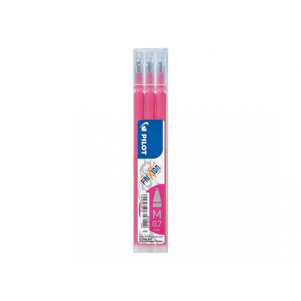 Lot de 3 recharges FriXion pointe moyenne 0,7mm rose Pilot pas cher
