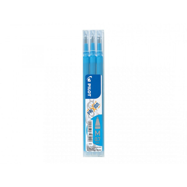 Lot de 3 recharges FriXion pointe moyenne 0,7mm turquoise Pilot pas cher