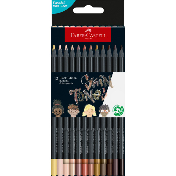 photo - Crayons de couleur - 12 teintes peaux - Faber-Castell - Black Edition