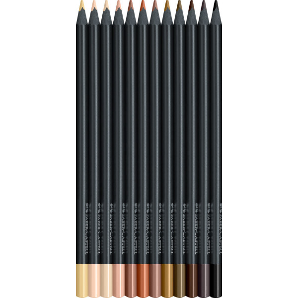 Crayons de couleur - 12 teintes peaux - Faber-Castell - Black Edition