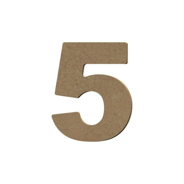 photo - Chiffre en bois - 5 - A décorer - 8 cm de hauteur - Loisirs créatifs