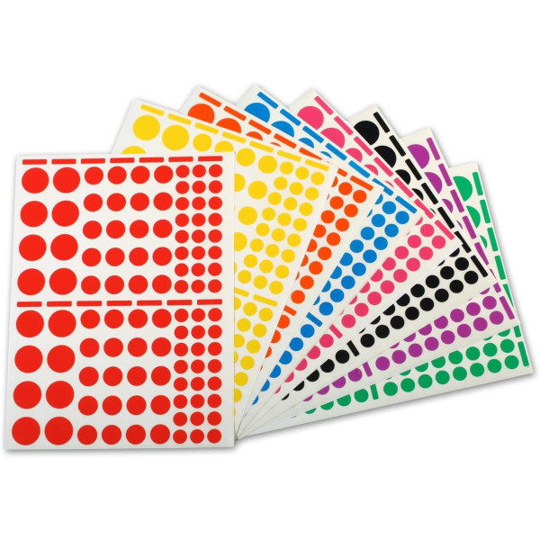 Pochette de 1040 gommettes - Rondes - Assortiment couleurs et tailles - Apli Agipa pas cher