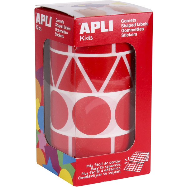 Rouleau de 1357 gommettes rouges formes assorties Apli Agipa pas cher