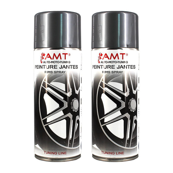 Lot de 2 bombes de peinture pour jantes - gris alu - AMT pas cher