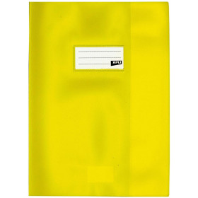 photo-Protège-cahier opaque jaune en PVC – Format 21x29,7 cm – Épaisseur 19/100ème – Grain cuir