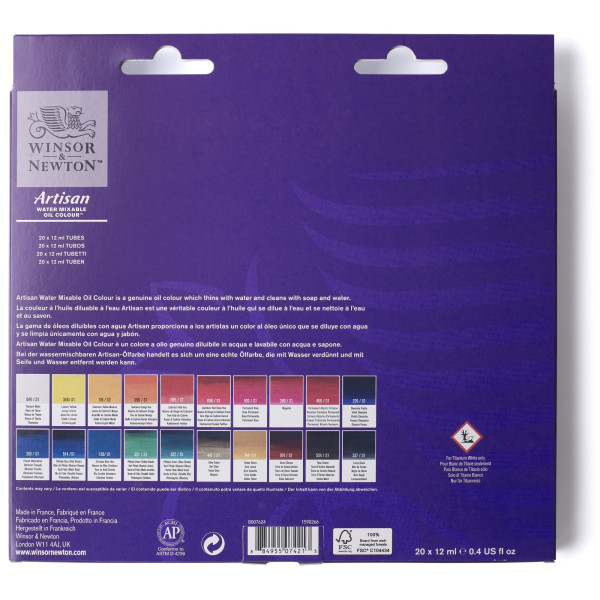 Set peinture à l'huile Initiation Artisan 20 tubes de 12ml Winsor et Newton | à seulement 36,99 €
