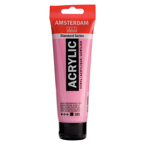 photo-Peinture Acrylique - Rose quinacridone clair - 385 - Amsterdam - Tube de 120ml