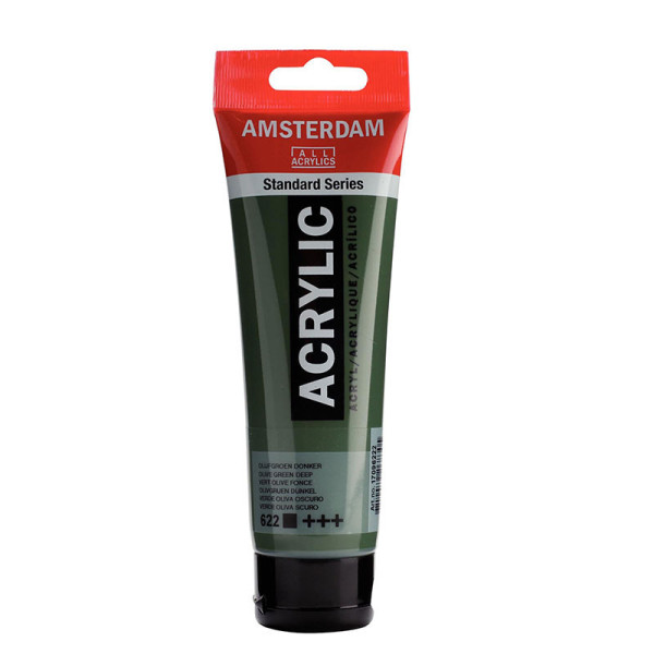 photo-Peinture acrylique - Vert olive foncé - 622 - Amsterdam - Tube de 120ml