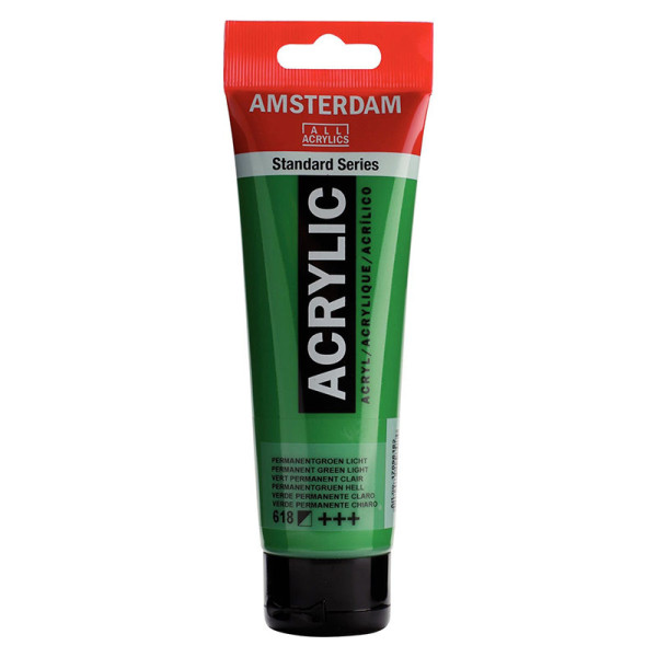 photo-Peinture acrylique - Vert permanent clair - 618 - Amsterdam - Tube de 120ml