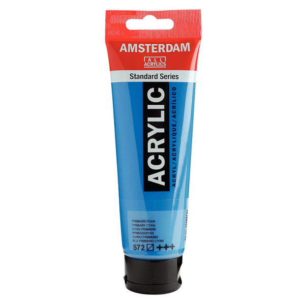 photo-Peinture acrylique - Cyan primaire - 572 - Amsterdam - Tube de 120ml