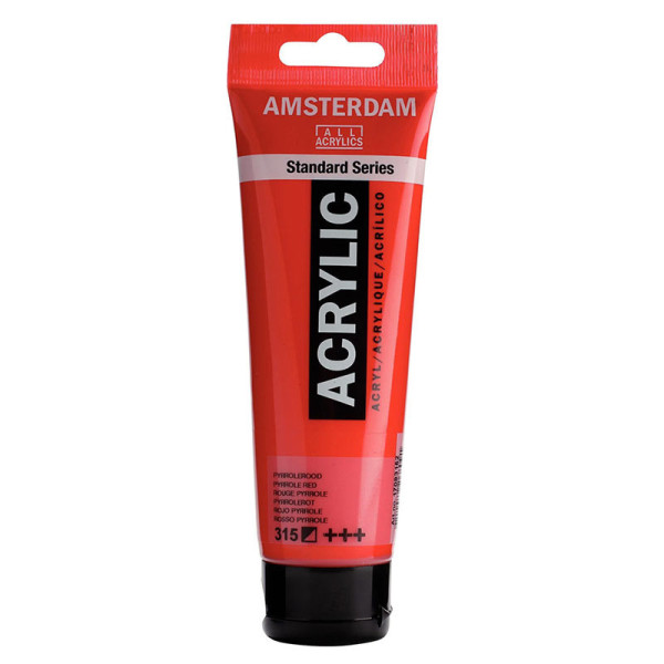 photo-Peinture acrylique - Rouge pyrrole - 315 - Amsterdam - Tube de 120ml