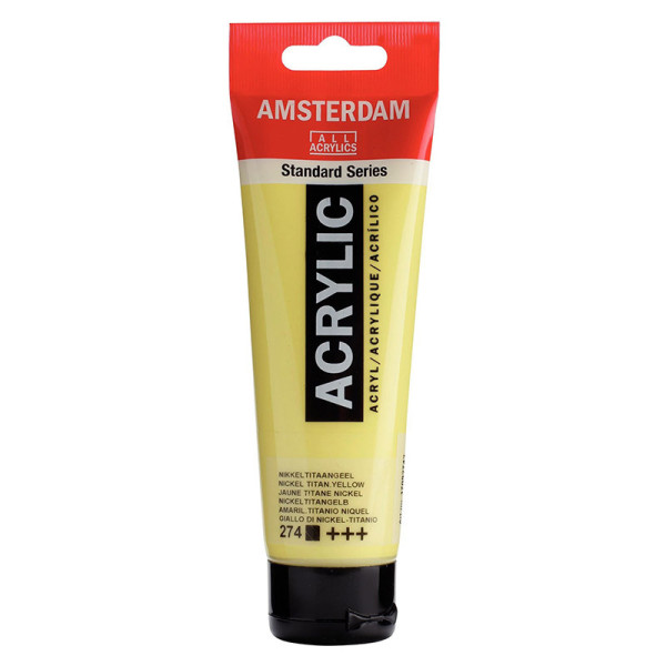 photo-Peinture acrylique - Jaune titane nickel - 274 - Amsterdam - Tube de 120ml