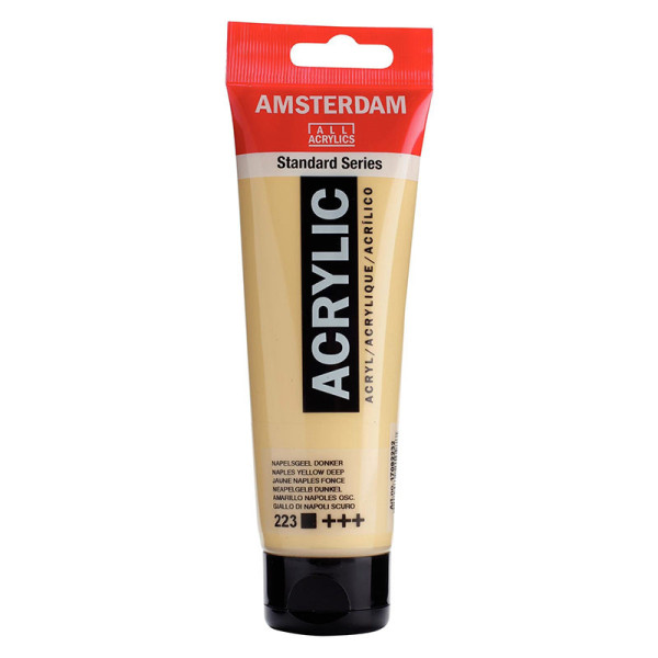 photo-Peinture acrylique - Jaune de Naples foncé - 223 - Amsterdam - Tube de 120ml