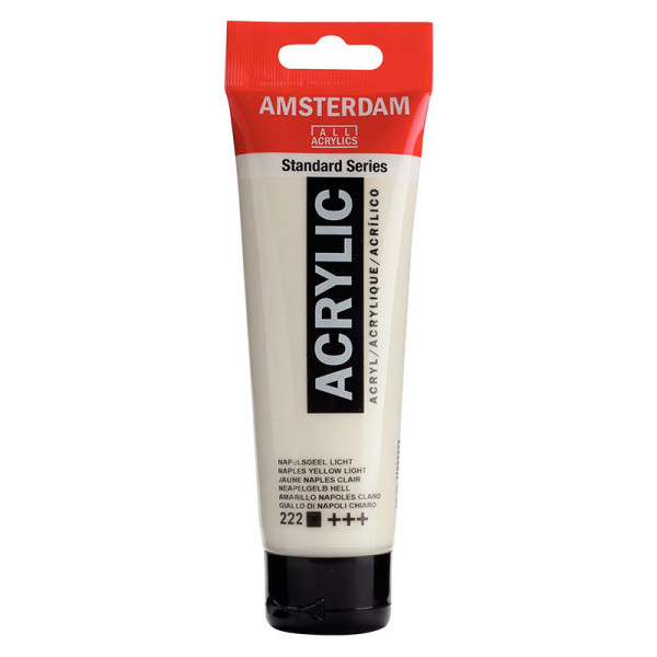 photo-Peinture acrylique - Jaune de Naples clair - 222 - Amsterdam - Tube de 120ml