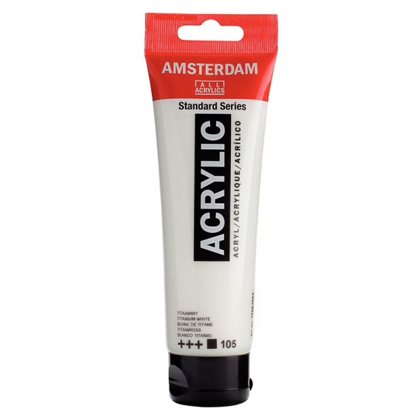 photo-Peinture acrylique - Blanc de titane - 105 - Amsterdam - Tube de120ml