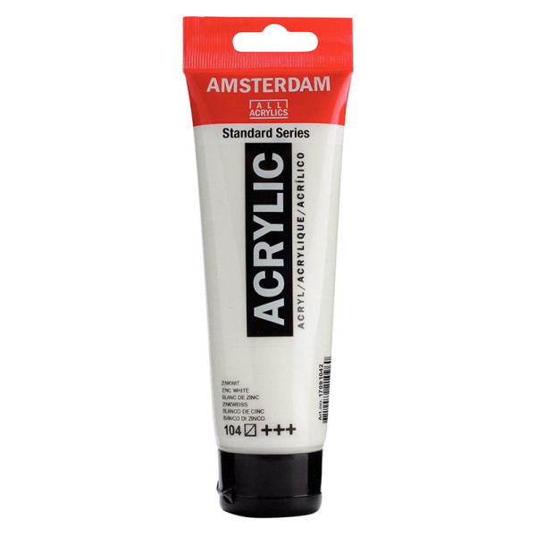 photo-Peinture acrylique - Blanc de zinc - 104 - Amsterdam - Tube de 120ml