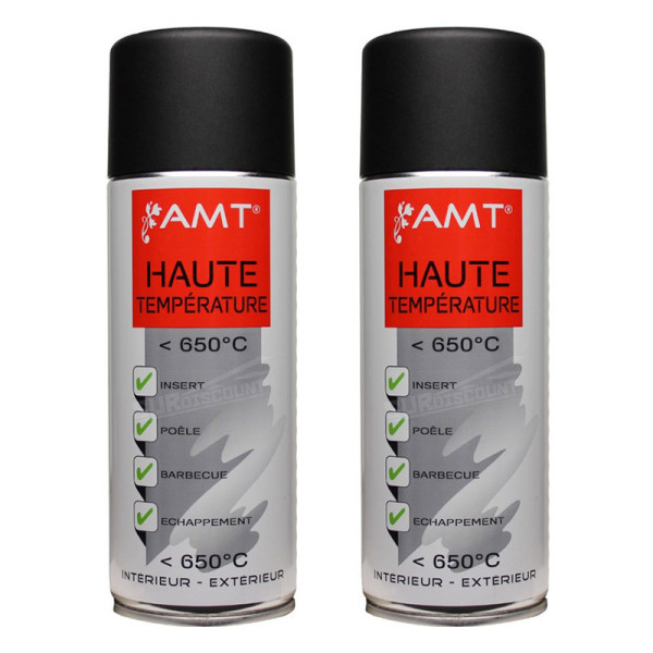 Lot de 2 bombes de peinture haute température - noir - AMT pas cher-27099