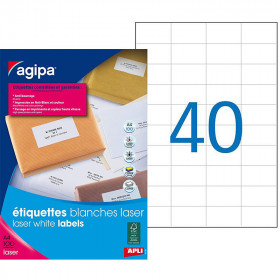 4000 étiquettes blanches - 52,5 x 29,7mm - A4 - impression laser - Agipa | Artmania