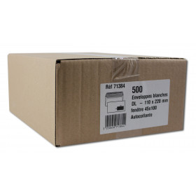 500 Enveloppes Blanches Dl À Fenêtre 45X100Mm Autocollante 110X220Mm Gpv 71384 pas cher