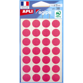 Gommettes auto-adhésives - 15mm - 168 étiquettes - Rose - Apli