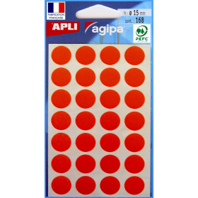 Gommettes auto-adhésives - 15mm - 168 étiquettes - Orange - Apli