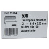 500 Enveloppes Blanches Dl À Fenêtre 45X100Mm Autocollante 110X220Mm Gpv 71384 | Artmania
