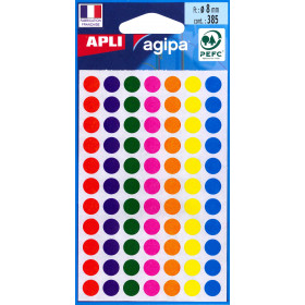 Gommettes auto-adhésives - 8mm - 385 étiquettes - Assortiment - Apli