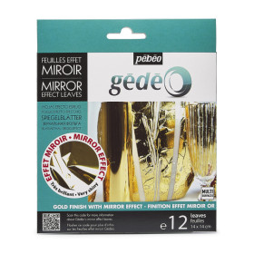photo-Feuilles à dorer - Effet miroir - Or - 14x14cm - 12 feuilles - Pébéo - Gédéo