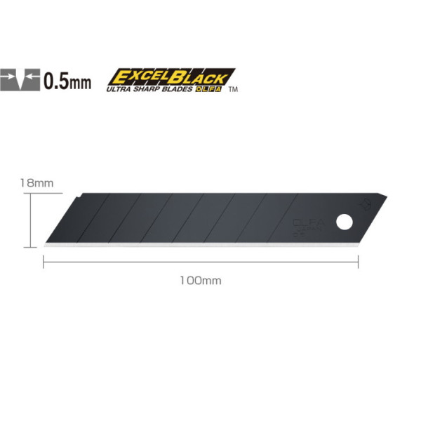 Etui de 10 lames de cutter 18 mm LBB-10 Excel Black OLFA | Artmania
