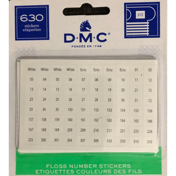 photo-Etiquettes - Numérotées - Pour fils DMC - Rangement - Lot de 630 étiquettes