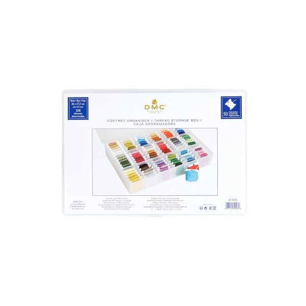 photo-Boîte de rangement pour bobines de fil - 50 bobines - Plastique - 26x17,5cm - DMC