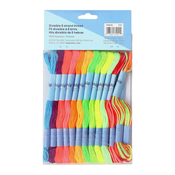 24 échevettes - Fils pour bracelet brésilien - Couleurs néon - 8m longueur - DMC