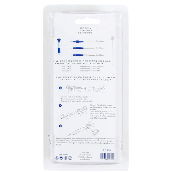 Outil pour punch needle - Fine - Réglable - 3 pointes interchangeables - DMC