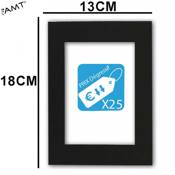 photo-25 passe-partout - Noir - 13x18cm - Photo 9x13cm - Pour cadre - Encadrement