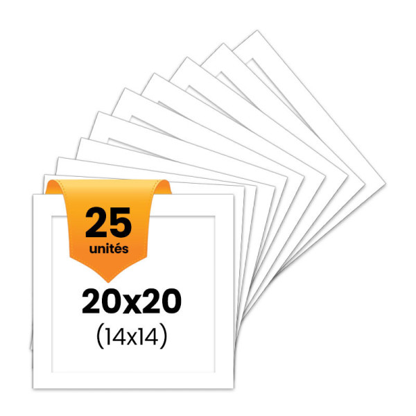 photo-25 passe-partout - Blanc - 20x20cm - Photo 14x14cm - Pour cadre - Encadrement